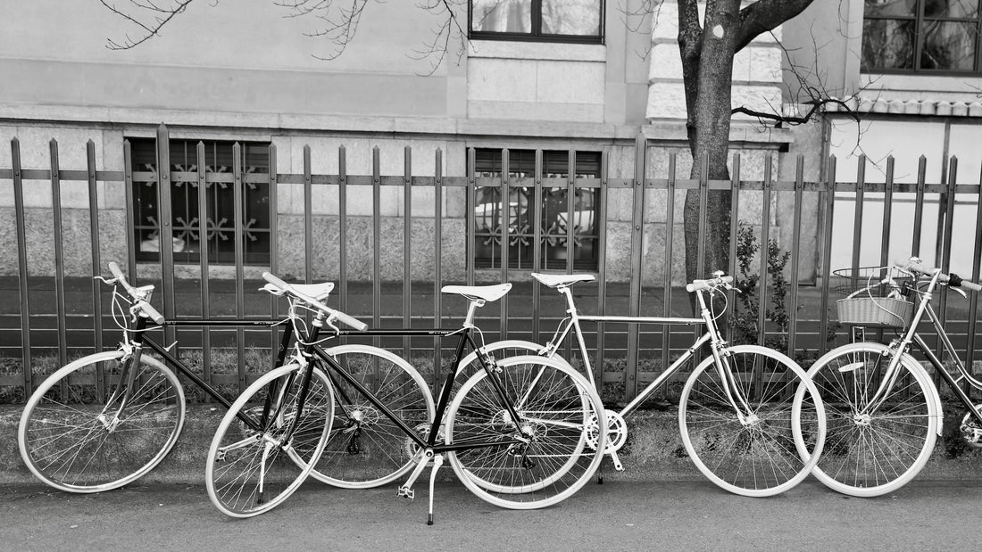 A group of timeless minimalist retro style city bikes by MAY Ltd.