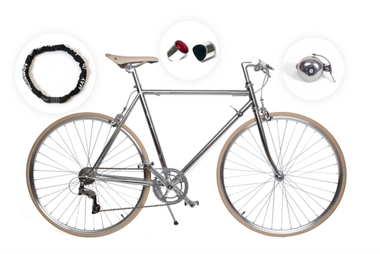 Black Friday Bundle: 8-Speed YIWU Chrome Bike with Accessories