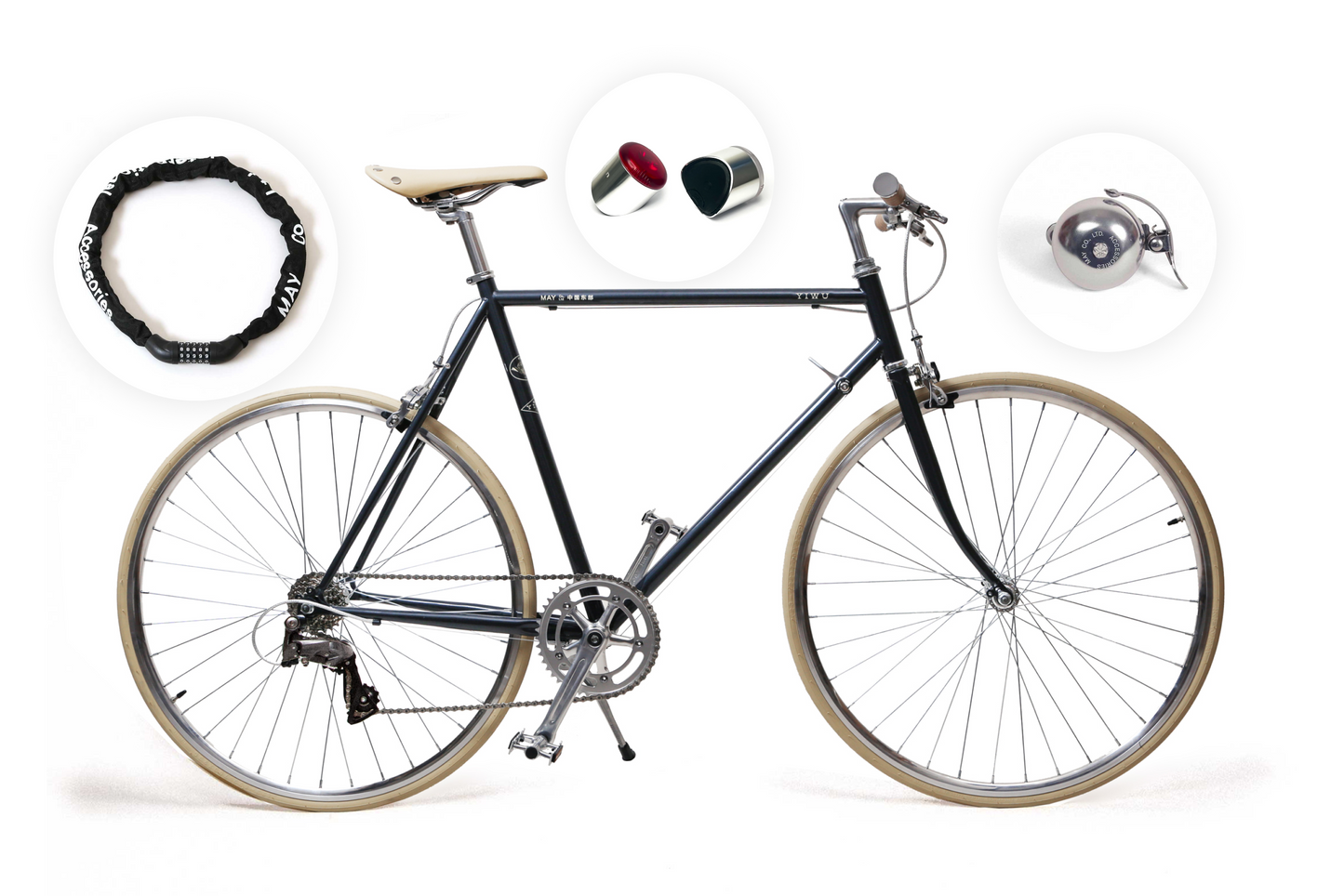 Black Friday Bundle: 8-Gang YIWU Night Blue Fahrrad mit Zubehör