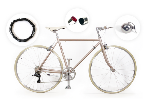 Black Friday Bundle: 8-Speed YIWU Rosé Pearl Matt Bike with Accessories
